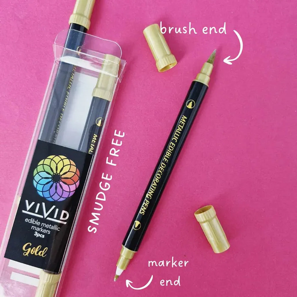 Vivid Edible Metallic Markers - Gold | 3/Pack