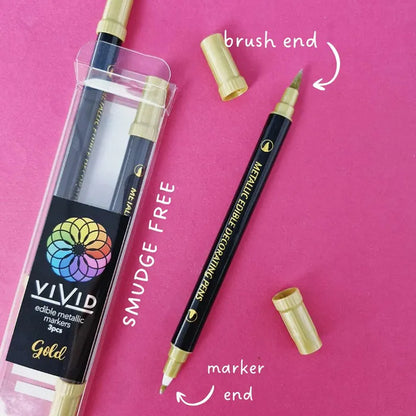 Vivid Edible Metallic Markers - Gold | 3/Pack