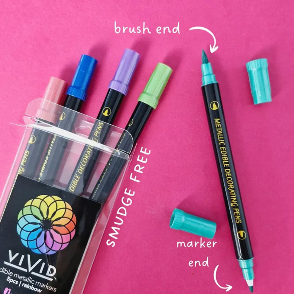 Vivid Edible Metallic Markers Rainbow | 5/Pack
