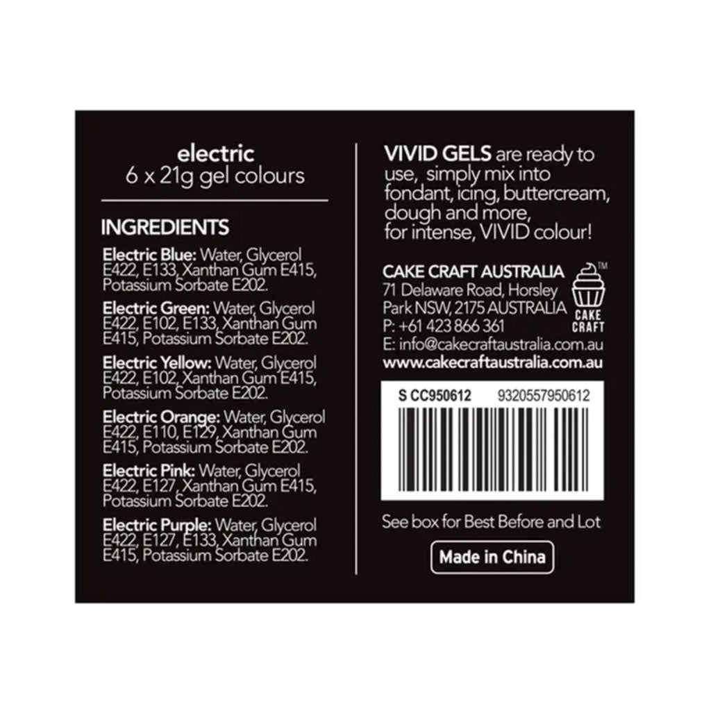 Vivid Electric 6 Pack Gel Colours 6 x 21g | BB 03/27