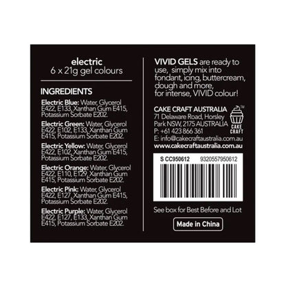 Vivid Electric 6 Pack Gel Colours 6 x 21g | BB 03/27