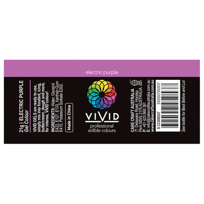 nutritional label for vivid electric purple gel food colour 