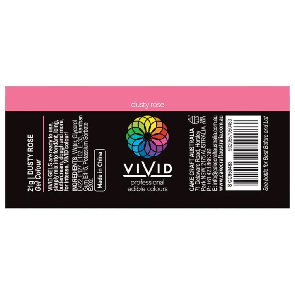 Vivid Gel Food Colour Dusty Rose 21g | BB 10/26