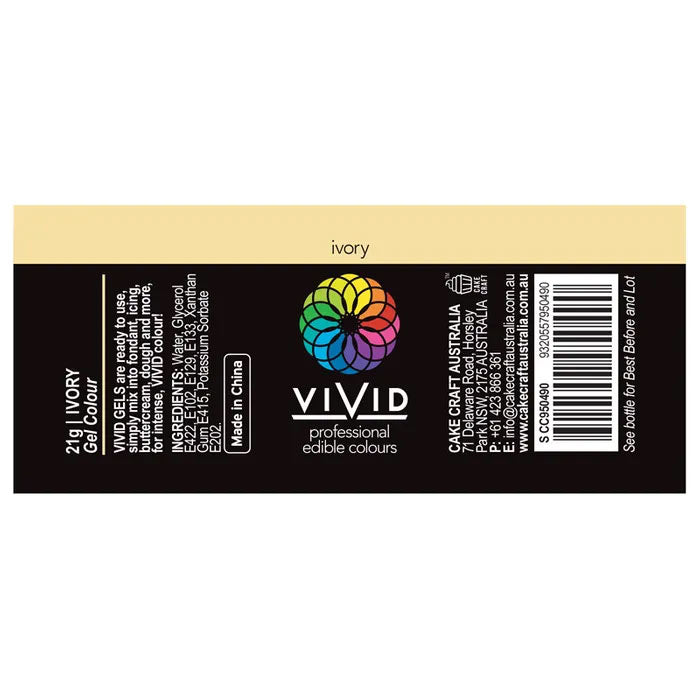 ivory gel food colour nutritional label