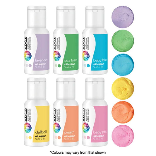 Vivid Pastel Pack Oil Food Colour | 6/Pack
