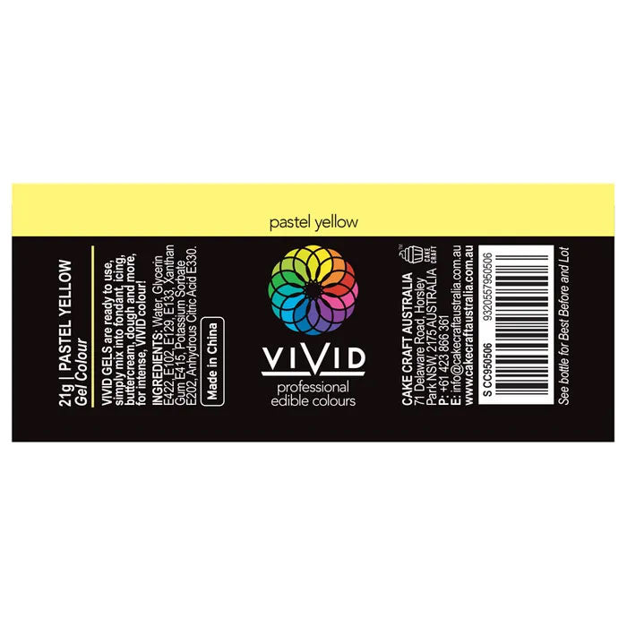 nutritional information label for vivid pastel yellow food colouring