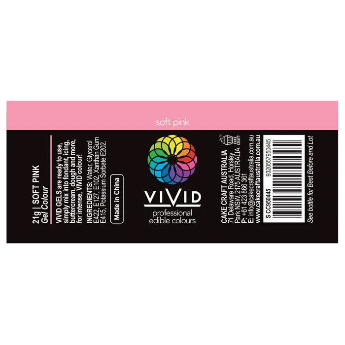 nutritional information label for vivid gel colour soft pink