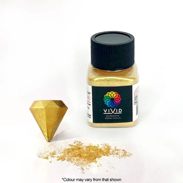 metallic super gold shimmer lustre dust scattered with diamond and jar beside
