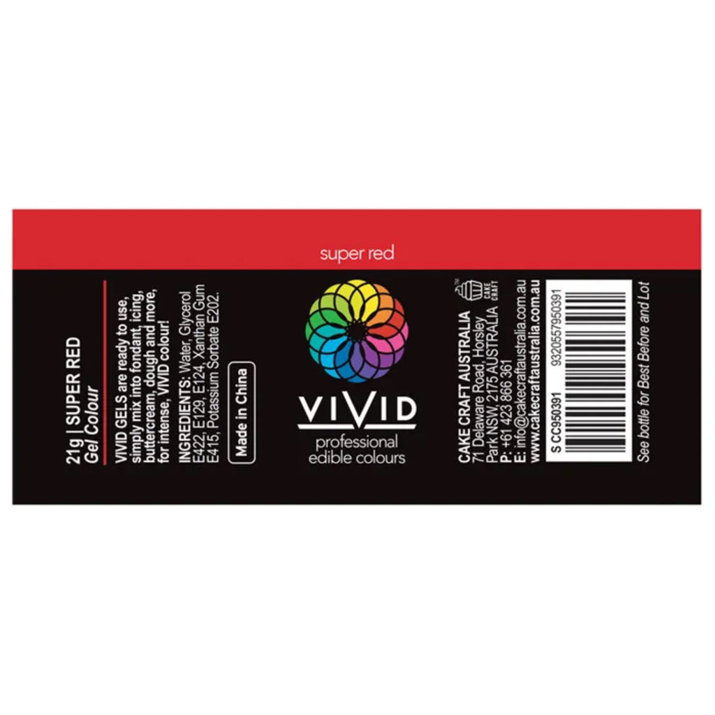 Vivid Gel Food Colour Super Red 21g | BB 09/26