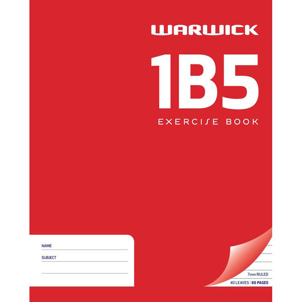 Warwick 1B5 Exercise Book 40 Leaf 7mm Ruled