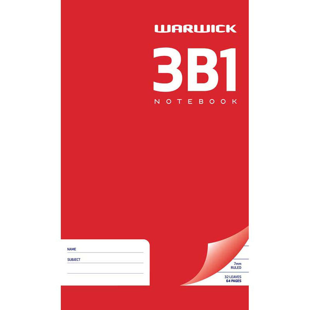 Warwick Notebook 3B1 32 Leaf 7mm Ruled