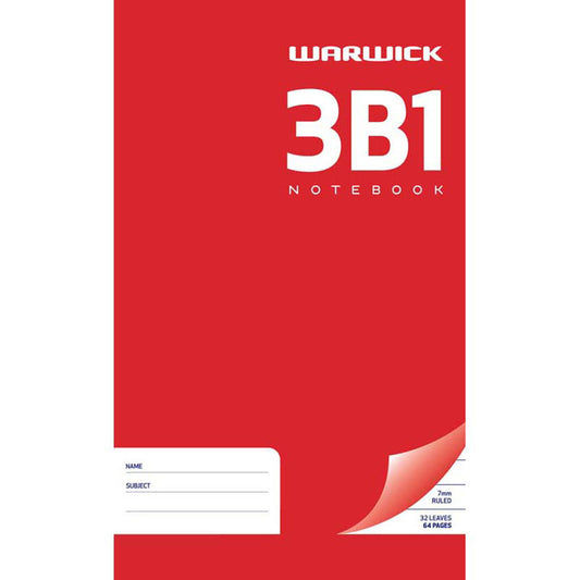 Warwick Notebook 3B1 32 Leaf 7mm Ruled
