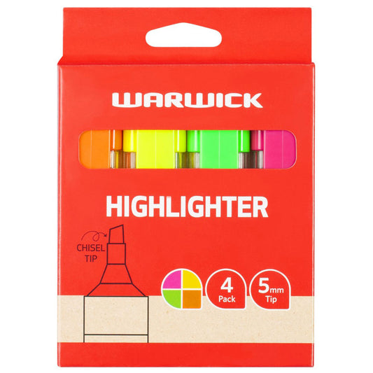 Warwick Highlighters Stubby Assorted | 4/Pack