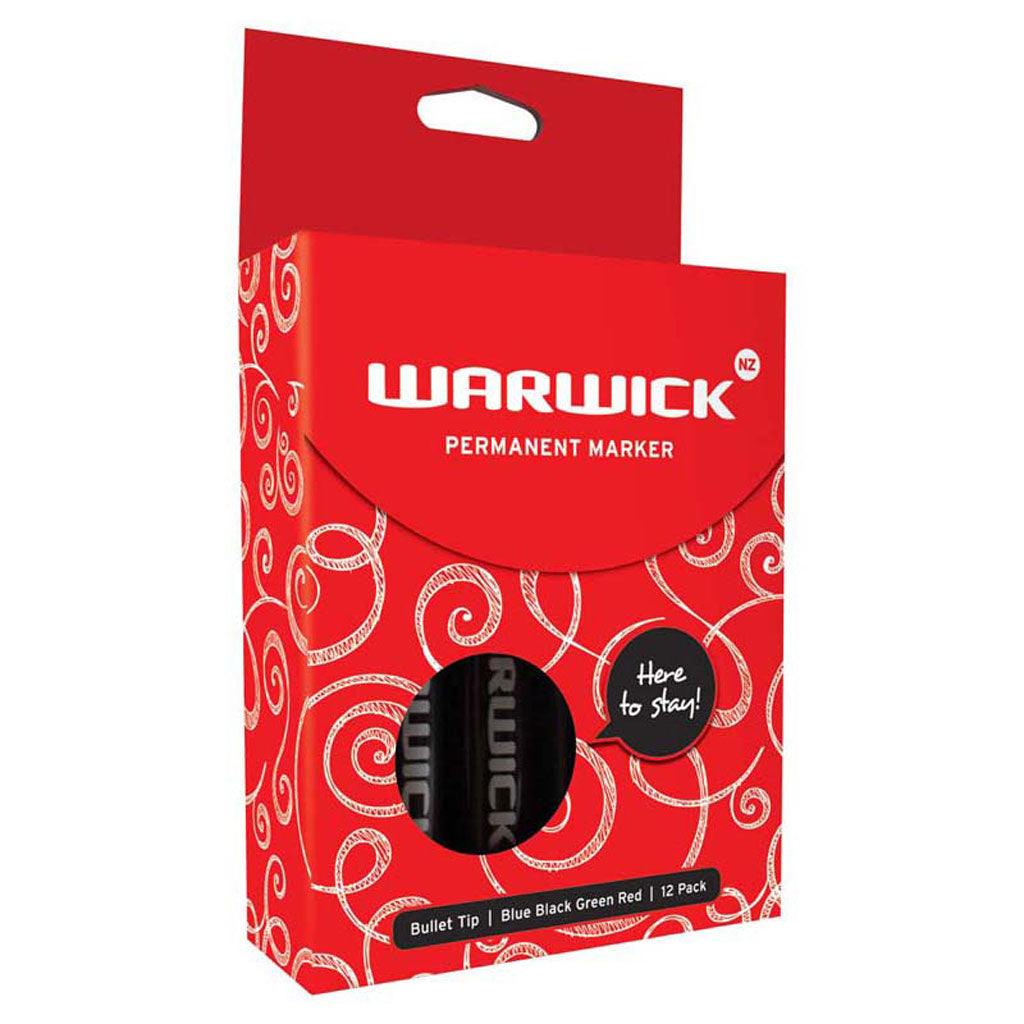 Warwick Permanent Markers Assorted Bullet Tip | 12/Pack