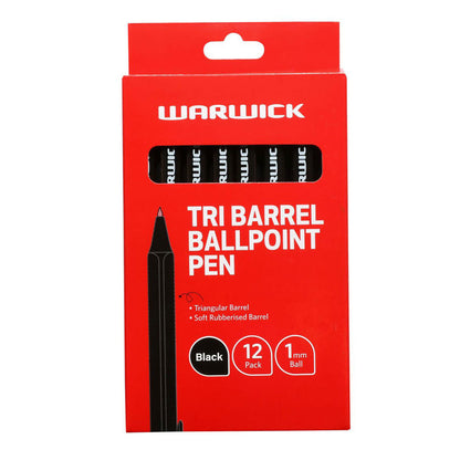 Warwick Tri Barrel Ballpoint Pens Black | 12/Pack