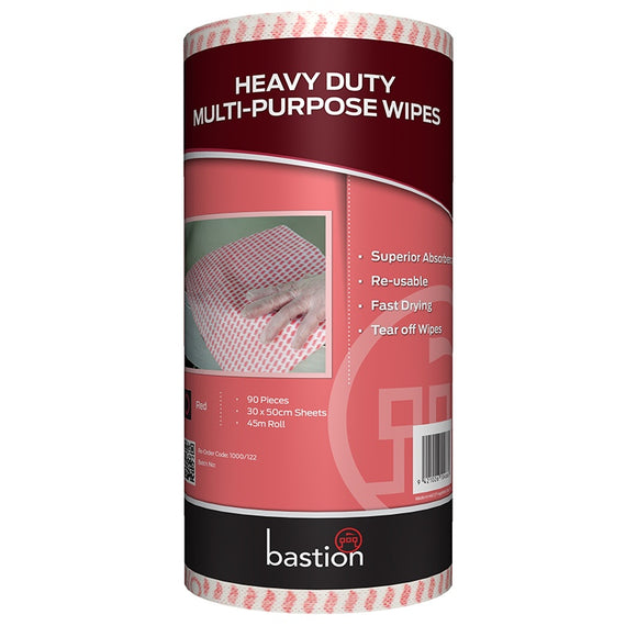 Bastion Heavy Duty Multi-Purpose Wipes Red 90/Roll