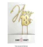 Cake Craft Happy 18th Metal Cake Topper Gold 12cm