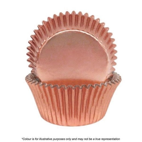 Cake Craft Foil Rose Gold Baking Cups 408 (44x30mm) pack of 72