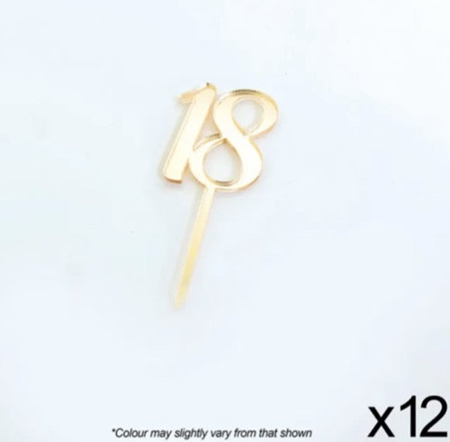 Cake Craft #18 Gold Mirror Acrylic Cupcake Toppers 3.5cm 12/Pack