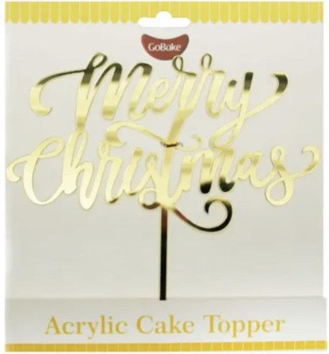 GoBake Merry Christmas Gold Acrylic Cake Topper