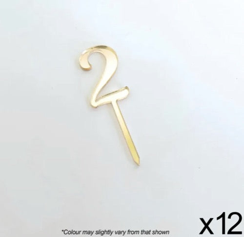 Cake Craft #2 Gold Mirror Acrylic Cupcake Toppers 3.5cm 12/Pack