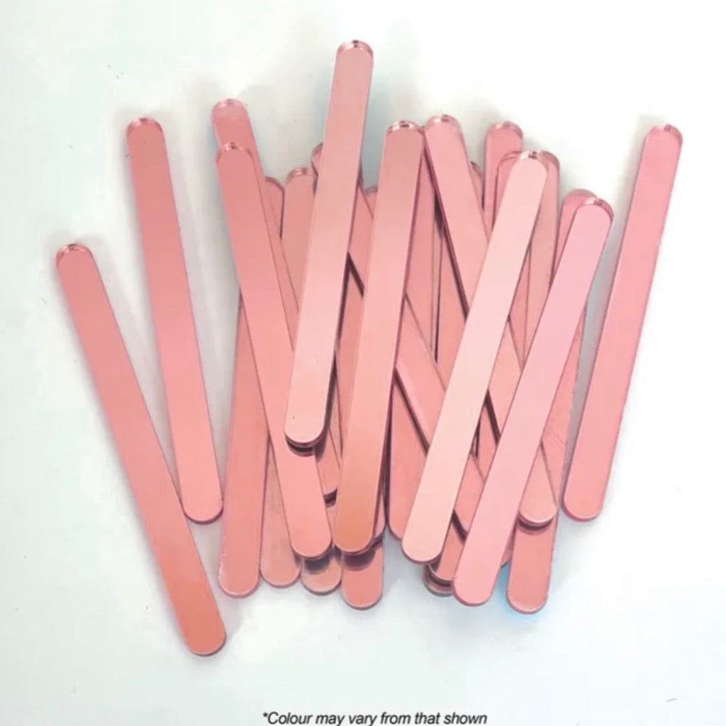 Cake Craft Rose Gold Acrylic Popsicle Sticks 24/Pack