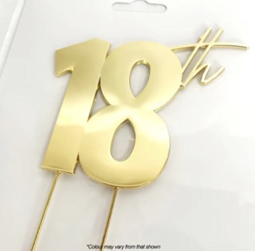 Cake Craft 18th Metal Cake Topper Gold 9cm