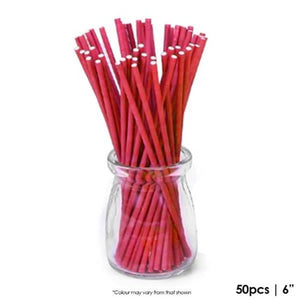 Cake Craft Paper Cake Pop Sticks Red 6 Inch Long Pack of 50