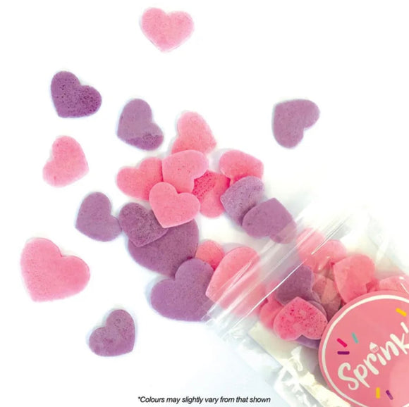Cake Craft Heart Mix Wafer Sprinkles 9g (Pink, Purple Hearts)