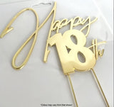 Cake Craft Happy 18th Metal Cake Topper Gold 12cm