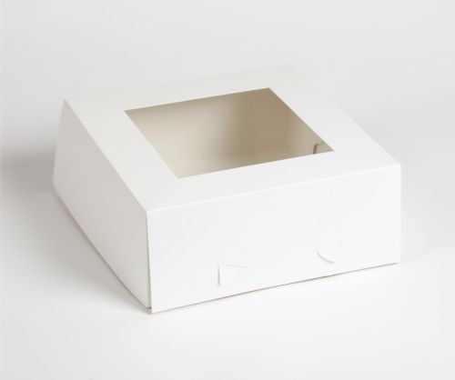 GoBake White Standard Cake Box with Window 10x10x4