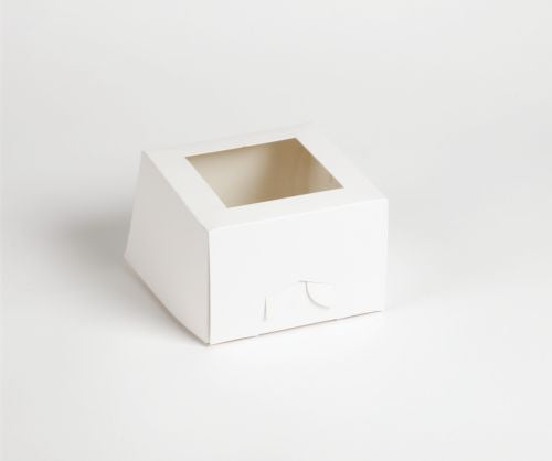 GoBake White Standard Cake Box with Window 6x6x4 Inch 