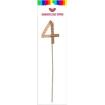 GoBake Gold Diamante #4 Topper 4.5cm