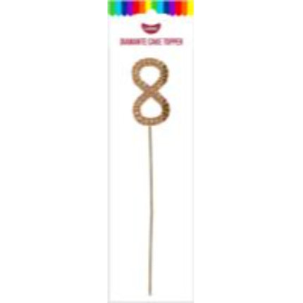 GoBake Gold Diamante #8 Topper 4.5cm