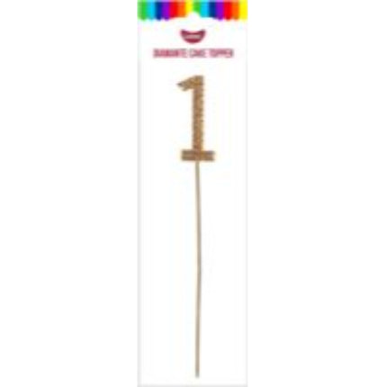 GoBake Gold Diamante #1 Topper 4.5cm