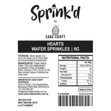 Sprink’d Hearts Wafer Sprinkles 9g (Mix of pink, White & Red Hearts)