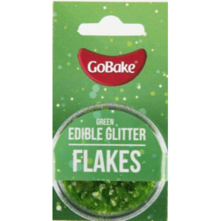 GoBake Green Edible Glitter Flakes 2g