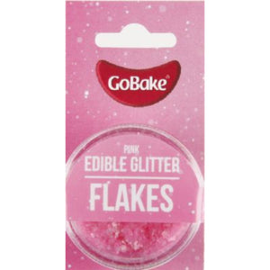 GoBake Pink Edible Glitter Flakes 2g