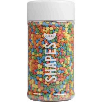 GoBake Rainbow Sequin Shaped Sprinkles 3mm 70g (Orange, Red, Yellow, Green, Blue)