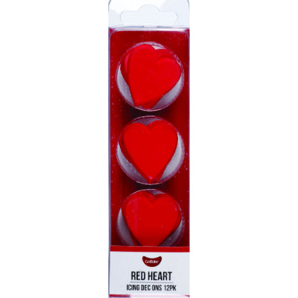 GoBake Icing Decorations Red Hearts 12/Pack