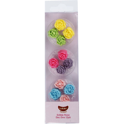 GoBake Bright Rose Icing Decorations 12/Pack assorted colours