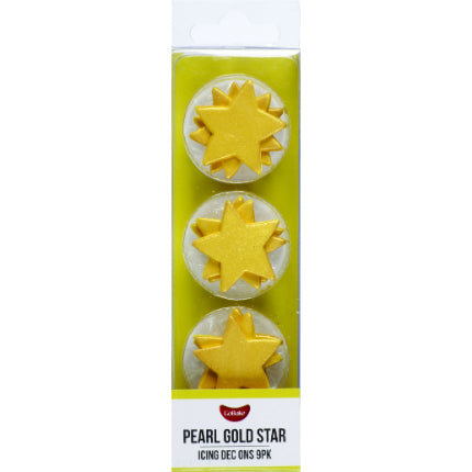 GoBake Pearl Gold Star Icing Decorations 9/Pack