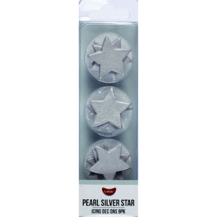 GoBake Edible Pearl Silver Star Icing Decorations 9/Pack