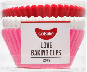 GoBake Love Baking Cup Mix of red, white, pink baking muffin cups 50x35mm size 72/Pack