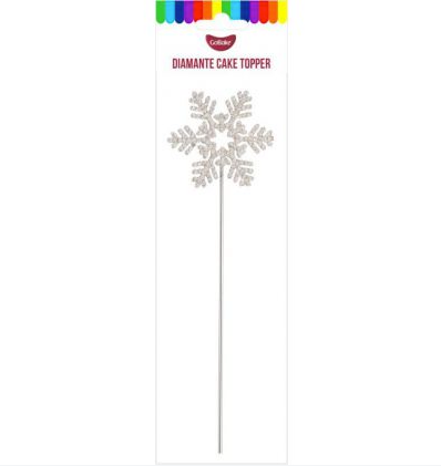 GoBake Silver Snowflake Diamante Topper 4.5cm