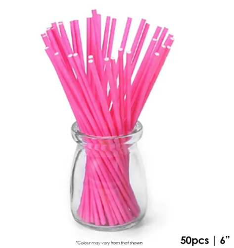 Cake Craft 6 Inch Paper Cake Pop Sticks Pink pack of 50 
