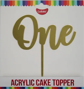 GoBake One Gold Acrylic Cake Topper