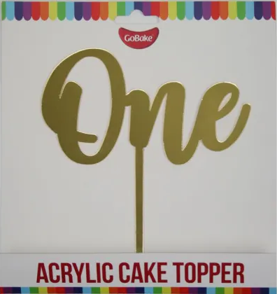 GoBake One Gold Acrylic Cake Topper