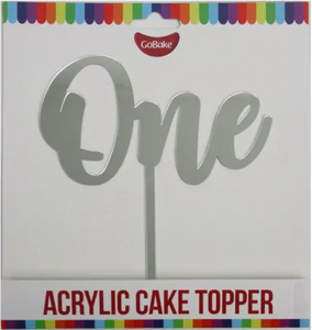 GoBake One Silver Acrylic Cake Topper