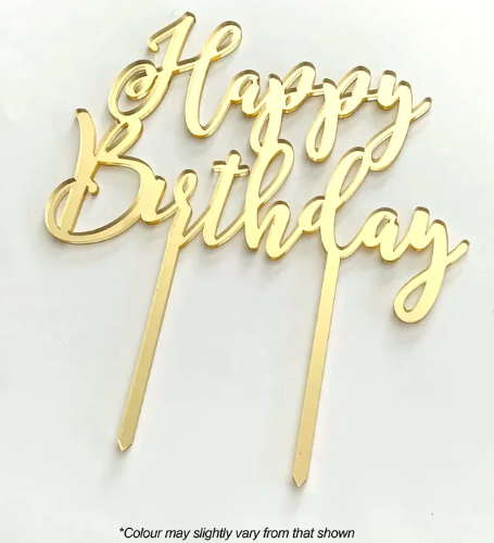 Cake Craft Happy Birthday Gold Mirror Acrylic Cake Topper